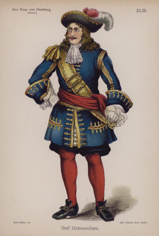 Graf Hohenzollern, från Der Prinz von Homburg (Prinsen av Homburg) av Heinrich von Kleist (färg litho) av German School