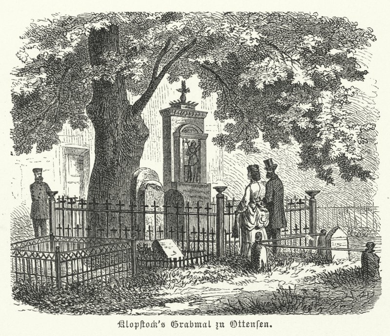 Grav av den tyske poeten Friedrich Gottlieb Klopstock, Ottensen, Hamburg (gravyr) av German School