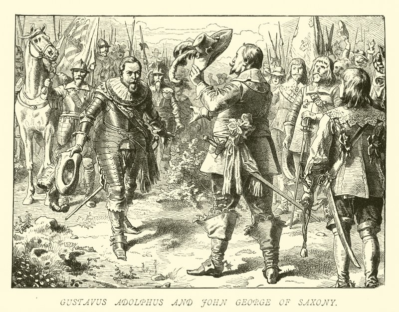 Gustavus Adolphus och John George av Sachsen av German School