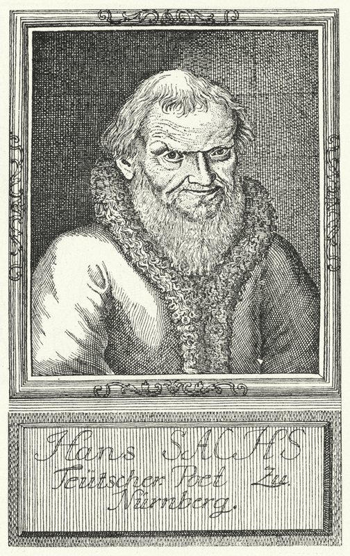 Hans Sachs, tysk dramatiker och författare (gravyr) av German School