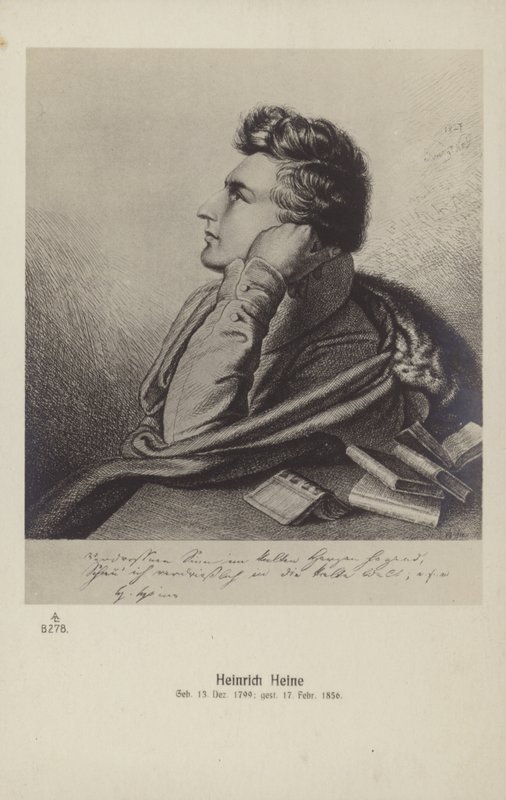 Heinrich Heine (1797-1856), tysk poet (litografi) av German School