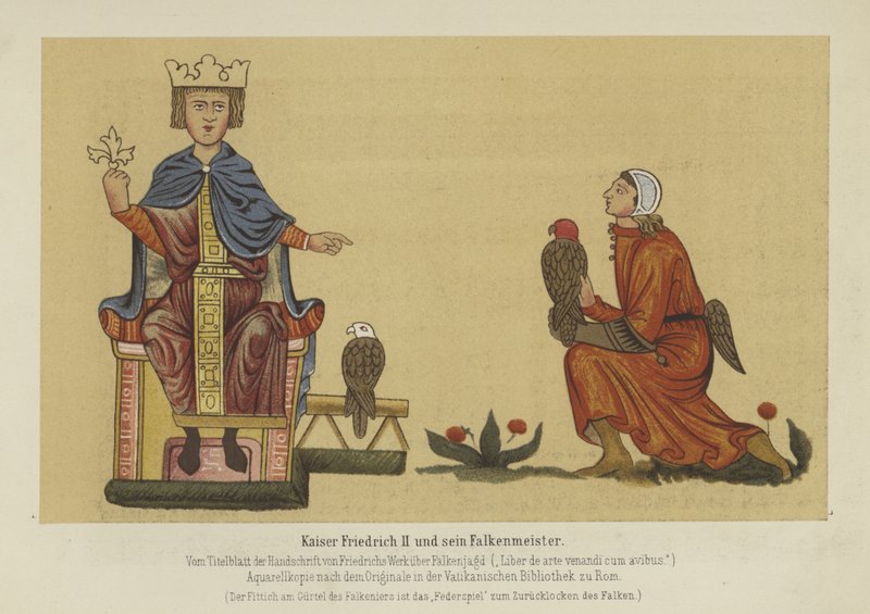Den helige romerske kejsaren Fredrik II och hans falkmästare, 1200-talet av German School