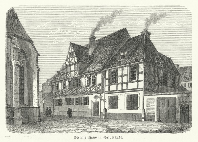 Poeten Johann Wilhelm Ludwig Gleims hus, Halberstadt, Tyskland (gravyr) av German School