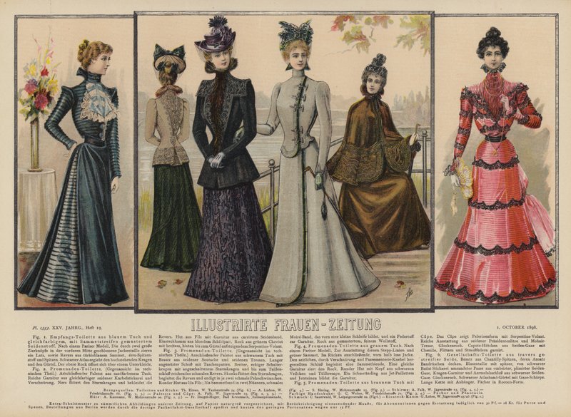 Illustration för Illustrirte Frauen-Zeitung (färg litho) av German School