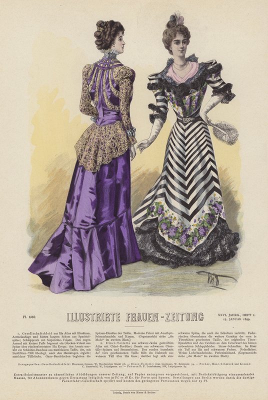 Illustration för Illustrirte Frauen-Zeitung (färg litho) av German School