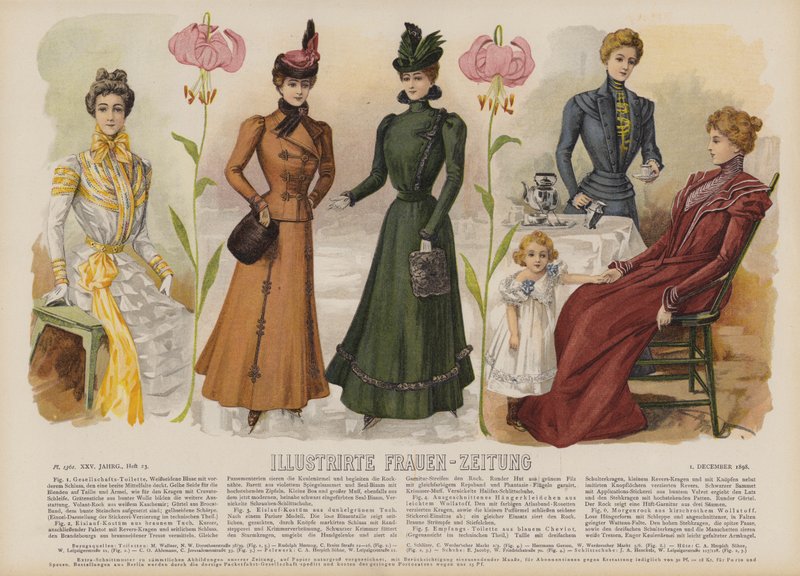 Illustration för Illustrirte Frauen-Zeitung (färg litho) av German School