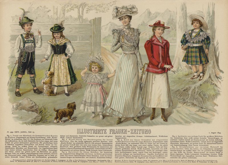 Illustration för Illustrirte Frauen-Zeitung (färg litho) av German School