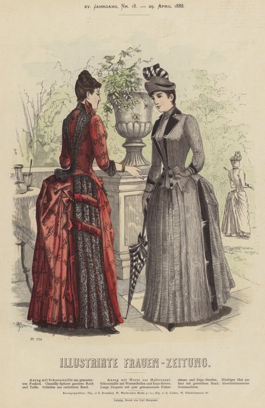 Illustration för Illustrirte Frauen-Zeitung (färg litho) av German School