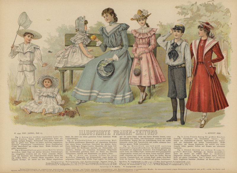 Illustration för Illustrirte Frauen-Zeitung (färg litho) av German School