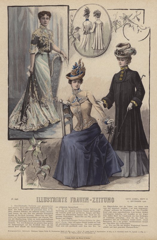 Illustration för Illustrirte Frauen-Zeitung (färg litho) av German School