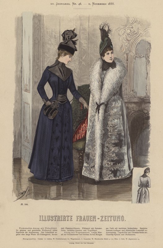 Illustration för Illustrirte Frauen-Zeitung (färg litho) av German School