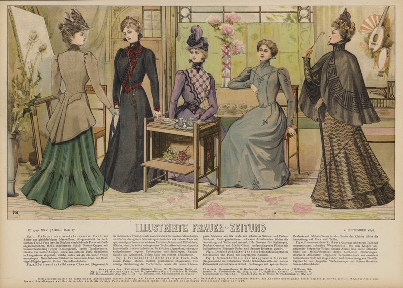 Illustration för Illustrirte Frauen-Zeitung (färg litho) av German School