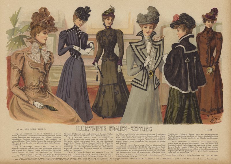 Illustration för Illustrirte Frauen-Zeitung (färg litho) av German School