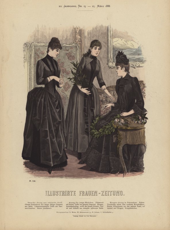 Illustration för Illustrirte Frauen-Zeitung (färg litho) av German School
