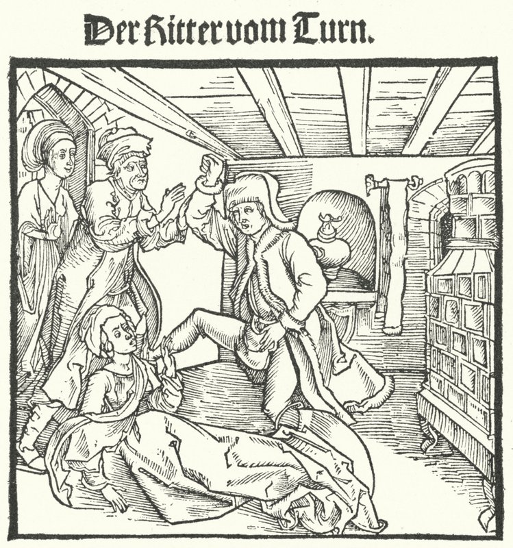 Illustration från The Book of the Knight of the Tower av Geoffroy IV de la Tour Landry (gravyr) av German School