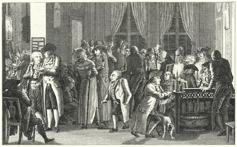 Interiör av Richters kaffehus i Leipzig, c1800 (gravyr) av German School