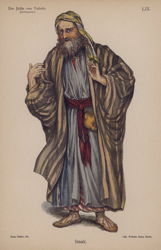 Isaac, från Die Judin von Toledo (Judinnan i Toledo) av Franz Grillparzer (färg litho) av German School