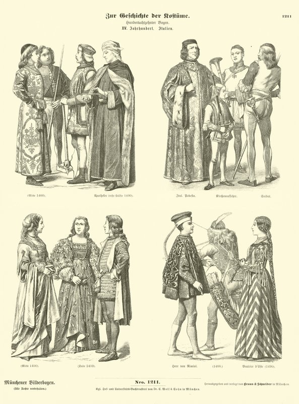Italienska dräkter, 1400-talet av German School