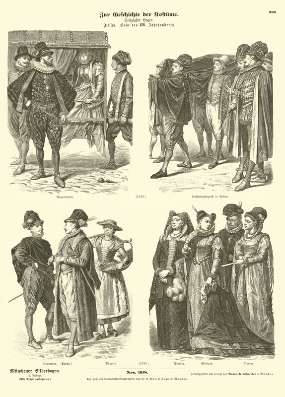 Italienska dräkter, sent 1500-tal av German School