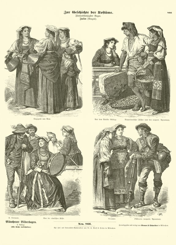 Italienska dräkter, sent 1800-tal av German School
