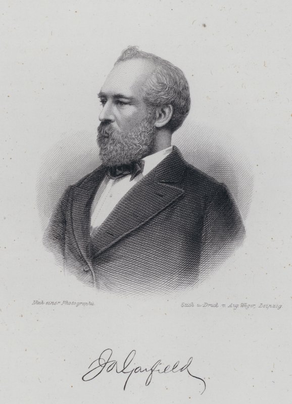 James A Garfield, amerikansk politiker och USA:s 20:e president (gravyr) av German School