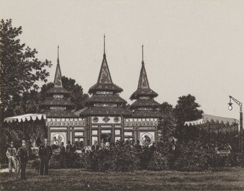 Japanska porslinspaviljongen fiskare (litho) av German School