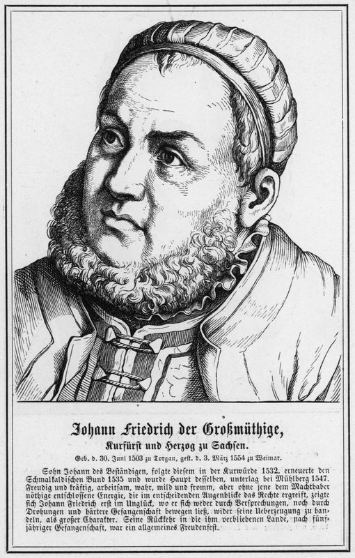 Johann Friedrich den Crokmuthige, kurfurste och hertig av Sachsen (gravyr) av German School