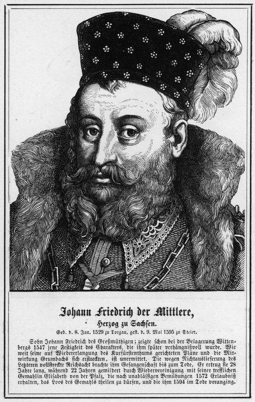 Johann Friedrich den mellersta, hertig av Sachsen (gravyr) av German School