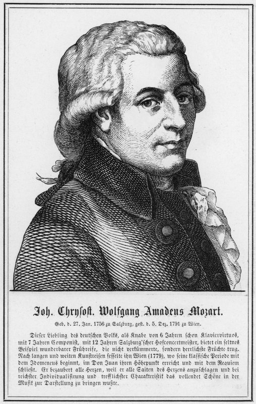 John Chrysostom Wolfgang Amadeus Mozart (gravyr) av German School