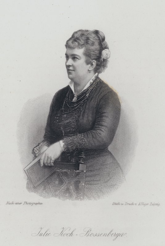 Julie Koch-Bossenberger, tysk operasångerska och skådespelerska (gravyr) av German School