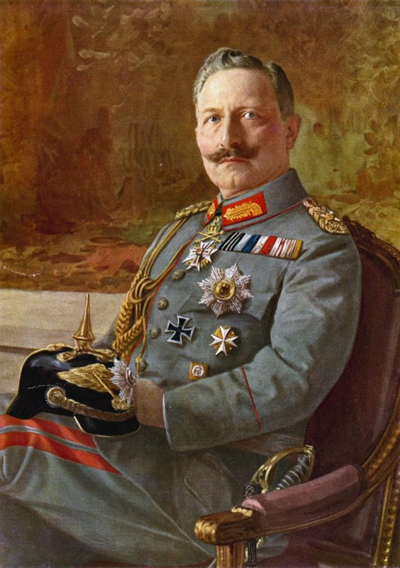 Kejsar Wilhelm II (färglitografi) av German School