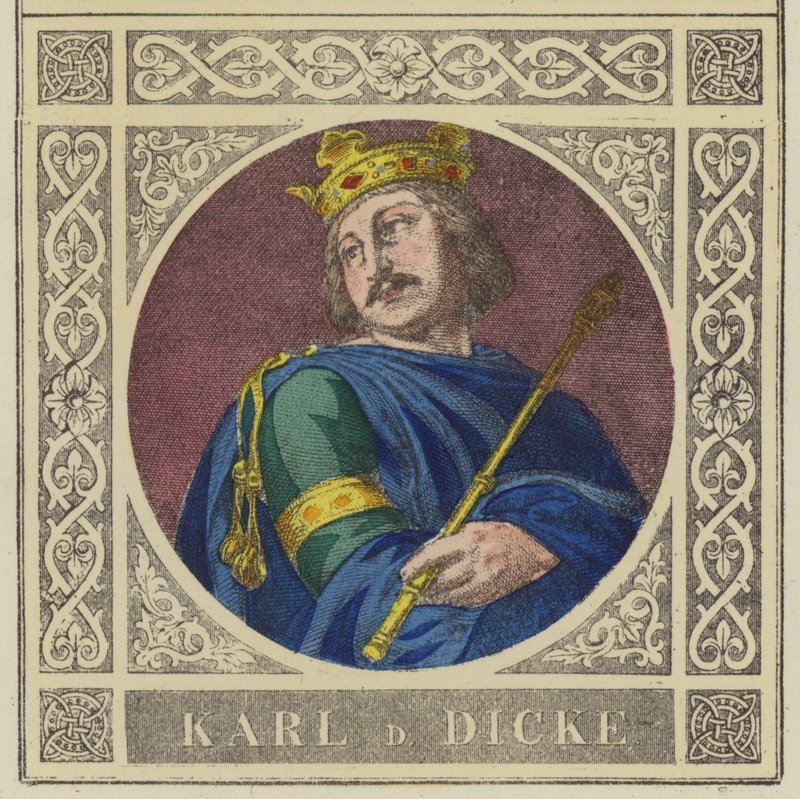 Karl D Dicke, 876-887 (färgad gravyr) av German School