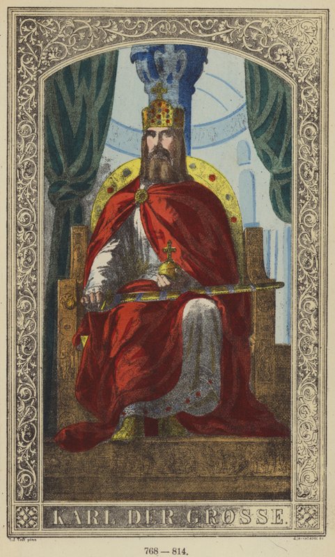 Karl Der Grosse, 768-814 (färgad gravyr) av German School