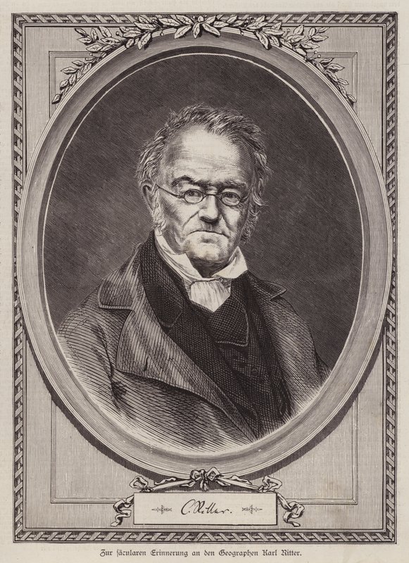 Karl Ritter, tysk geograf och professor vid universitetet i Berlin (gravyr) av German School