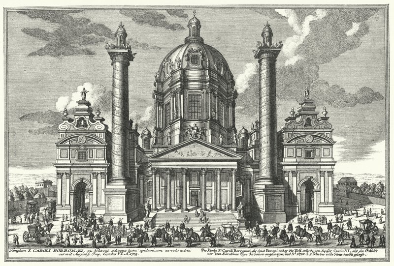 Karlskirche (St Charles Church), Wien (gravyr) av German School