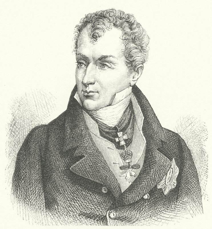 Klemens von Metternich, prins av Metternich-Winneburg, tysk diplomat och statsman (gravyr) av German School
