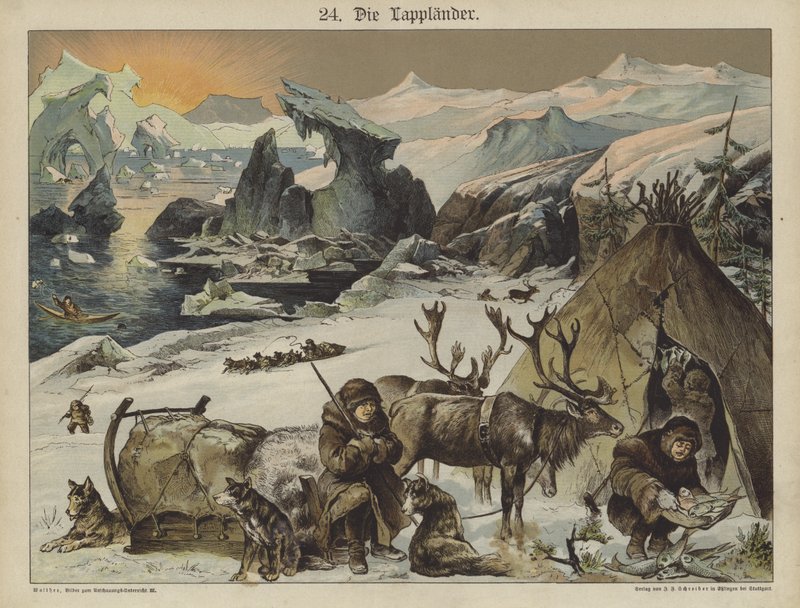 Lappland (färg litho) av German School