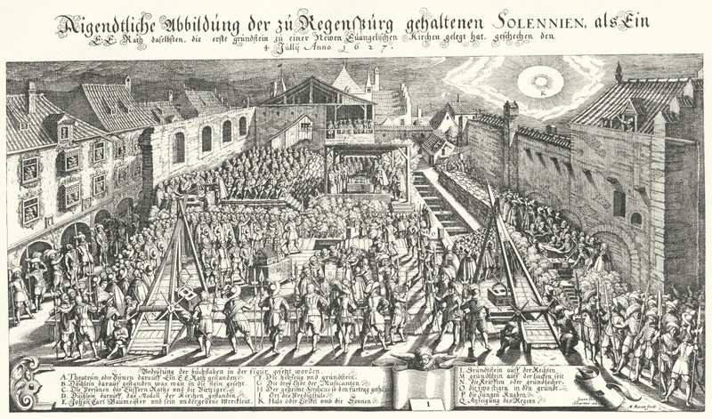 Nedläggning av grundstenar till en ny protestantisk kyrka i Regensburg av German School