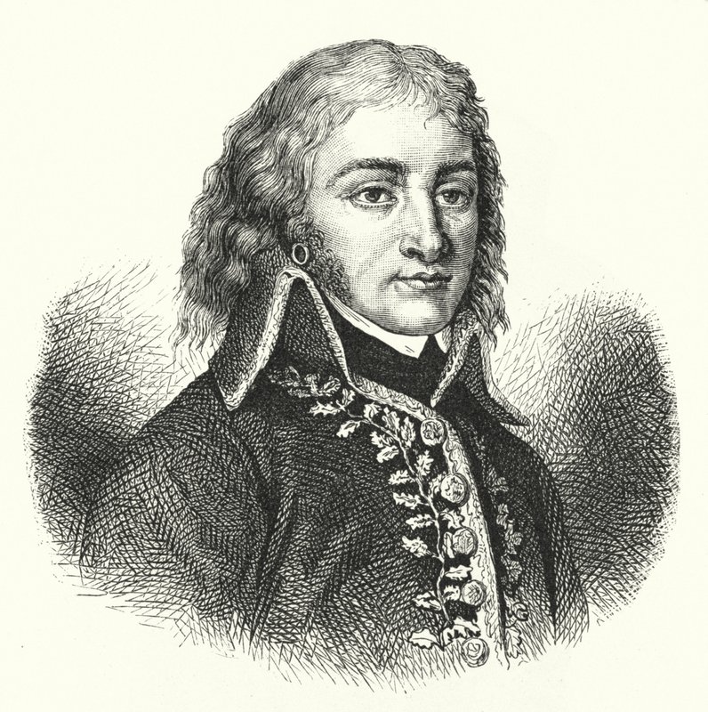 Lazare Hoche, fransk general i revolutionsarmén (gravyr) av German School