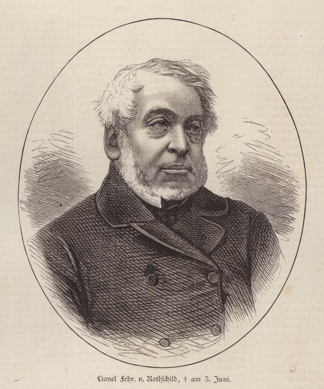 Lionel de Rothschild, brittisk bankir, politiker och filantrop (gravyr) av German School