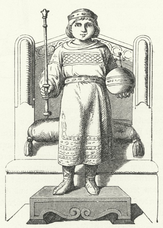 Ludvig barnet, sista karolingiske kungen av Östfrankien (gravyr) av German School