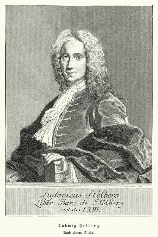 Ludvig Holberg, dansk-norsk dramatiker, filosof och historiker (litho) av German School