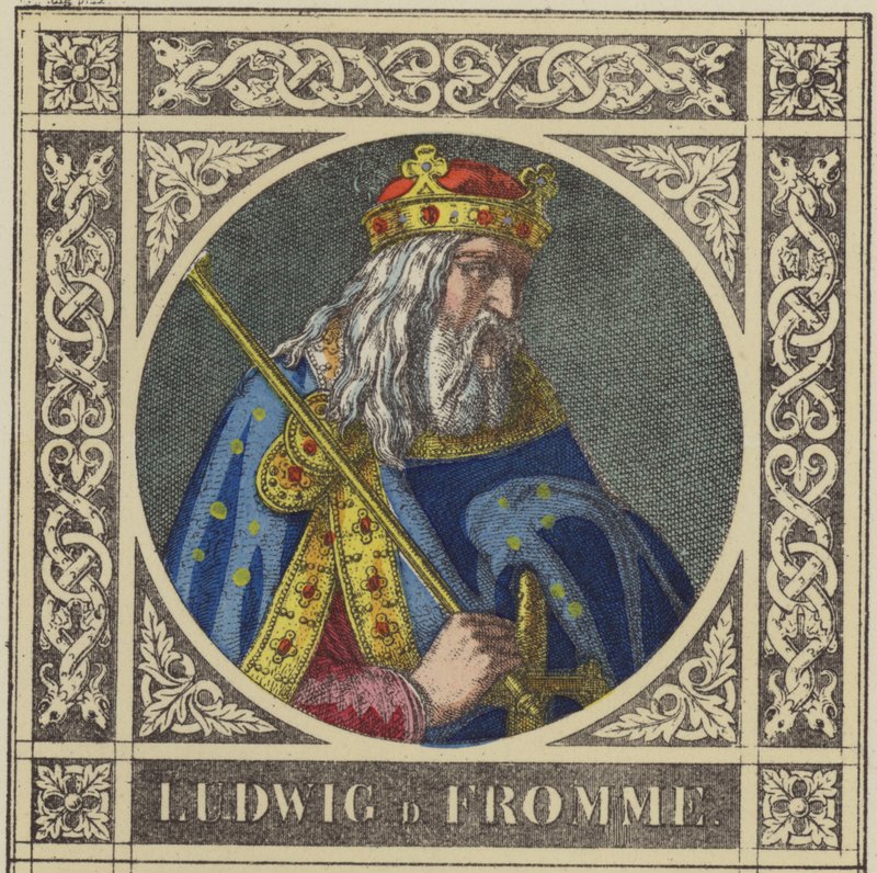 Ludwig D Fromme, 814-840 (färgad gravyr) av German School