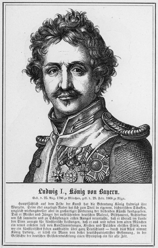 Ludwig I, kung av Bayern (gravyr) av German School