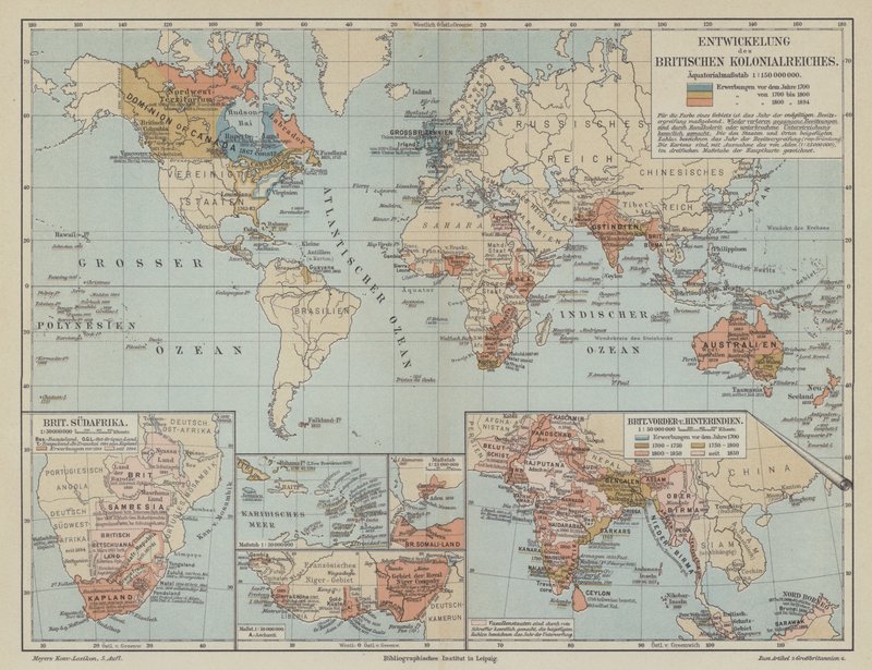 Karta som visar det brittiska imperiets expansion av German School