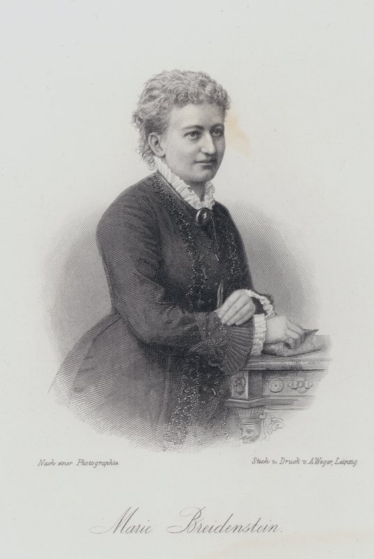 Marie Breidenstein, tysk pianist, sångerska och sångpedagog (gravyr) av German School
