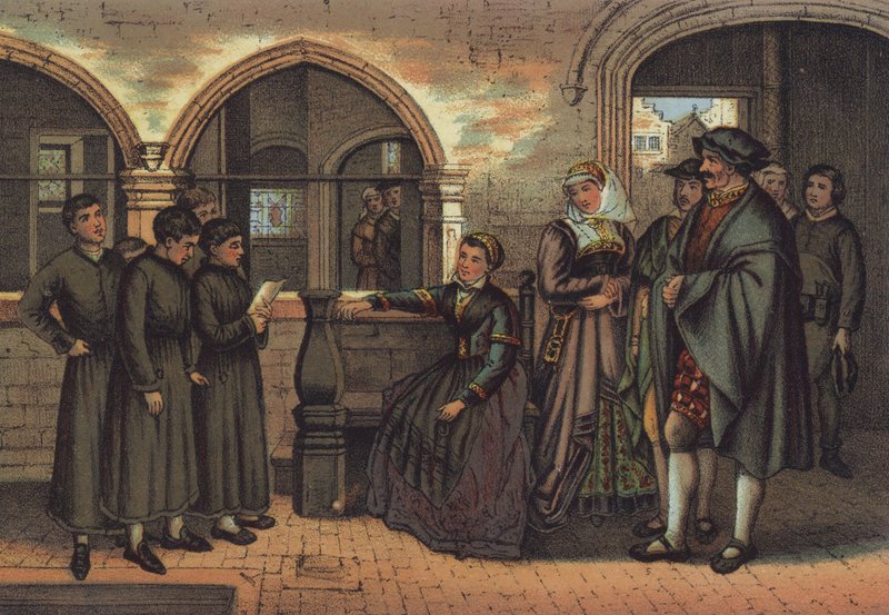 Martin Luther som körpojke (chromolitho) av German School