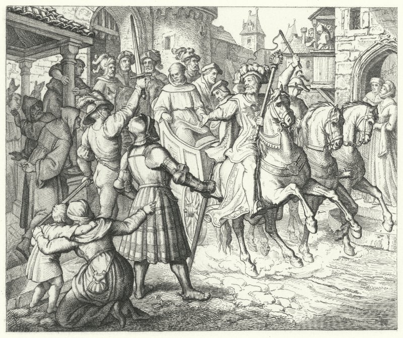 Martin Luthers mottagning i Worms, 1521 av German School