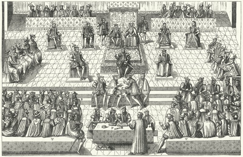 Möte för de franska ständerna i Orleans, januari 1561 (gravyr) av German School