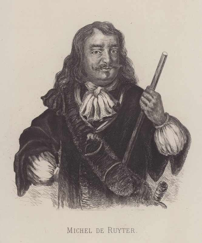 Michiel de Ruyter, holländsk amiral (litho) av German School